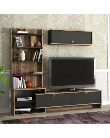 Conjunto mueble TV MARE nogal y azul 179 cm