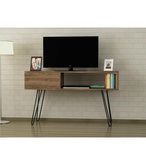 Meuble TV LARA metal noyer 120 cm