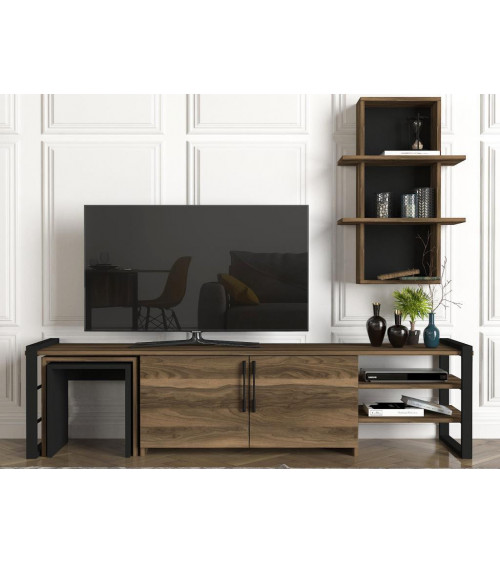 Ensemble meuble TV EPICA noyer noir 180 cm