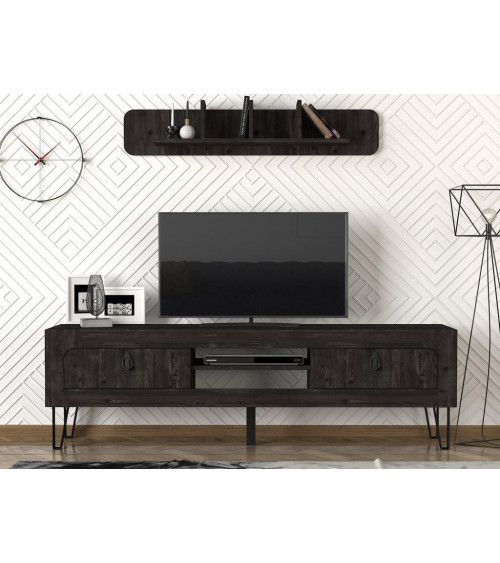 Conjunto mueble TV PADRE nogal mármol 181 cm