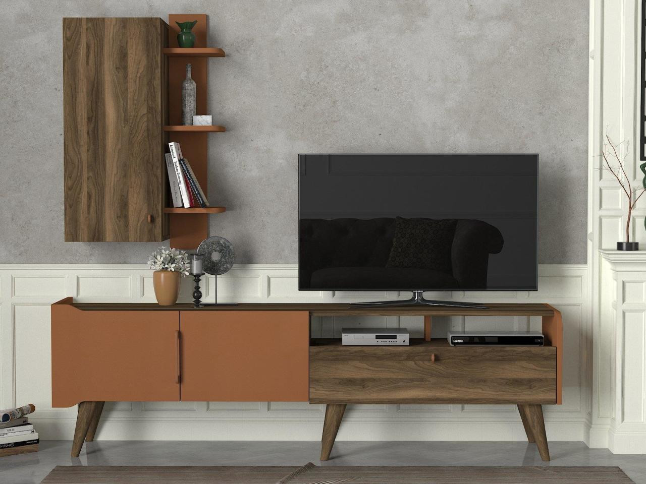 Conjunto mueble TV LUPIN 140 cm nogal