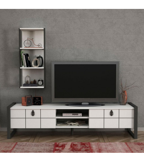 Ensemble meuble TV LOST blanc 185 cm