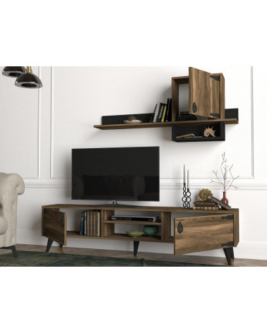 Conjunto mueble TV STRATO nogal y antracita 184 cm