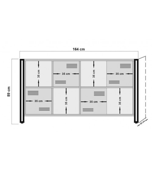 Buffet 4 portes et 4 niches COSMO 164 cm