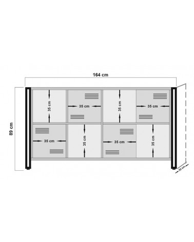 Buffet 4 portes et 4 niches COSMO 164 cm