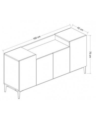 Buffet 4 portes ELLARIA noyer doré 160 cm