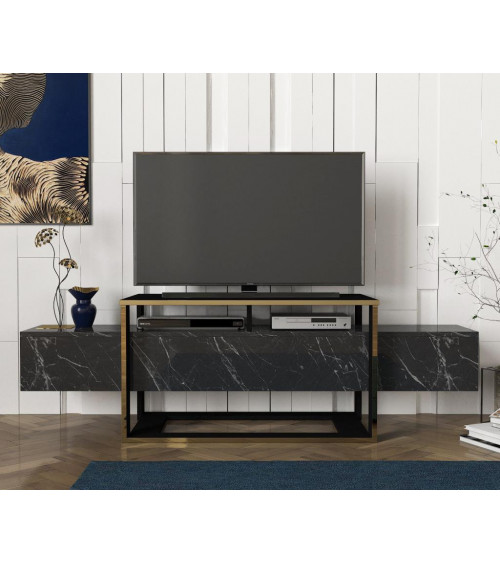 Meuble TV BIANCO marbre 160 cm