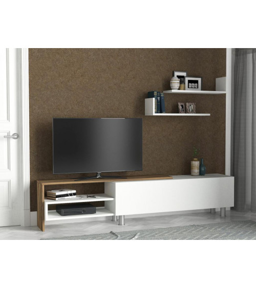 Ensemble meuble TV DIZAYN blanc noyer 182 cm