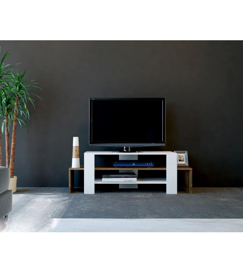 Meuble TV SOLE blanc noyer 120 cm