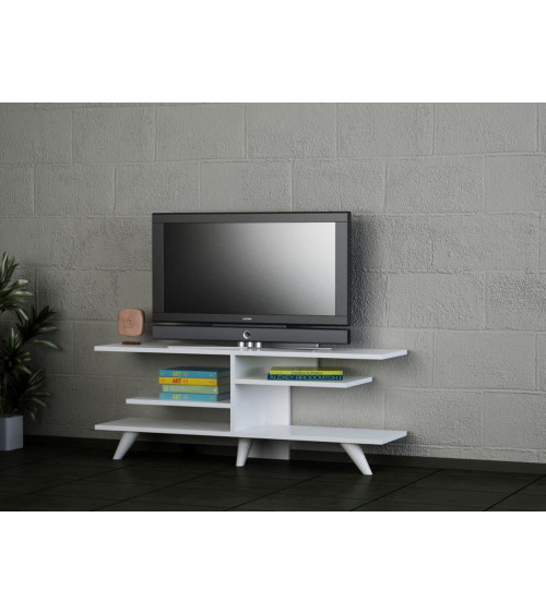Mueble TV SOLE blanco y nogal 120 cm