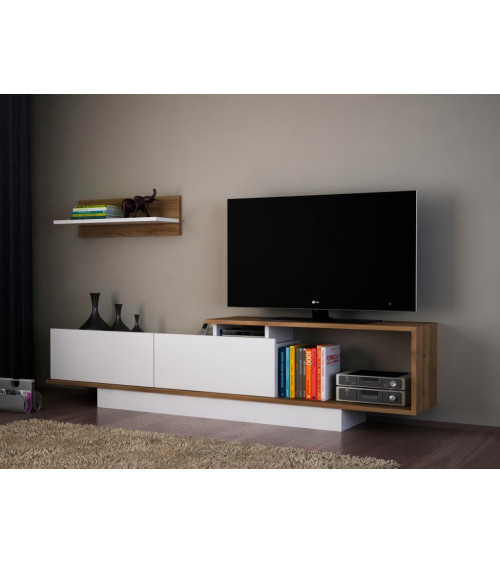 Ensemble meuble TV ASOS blanc noyer 180 cm