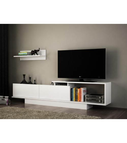 Conjunto mueble TV ASOS blanco y nogal 180 cm