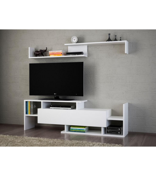 Conjunto mueble TV DREAM blanco y nogal 154 cm