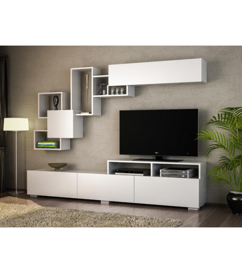Ensemble meuble TV ELITE blanc 210 cm