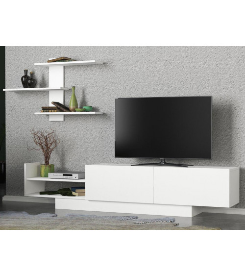 Conjunto mueble TV ELITE blanco 210 cm