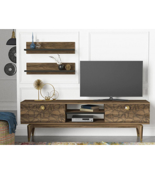 Ensemble meuble TV ROYAL noyer 150 cm