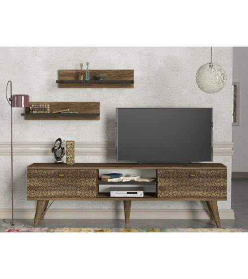 Ensemble meuble TV TESA noyer 150 cm