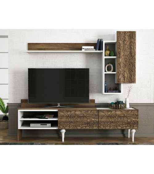 Conjunto mueble TV TESA nogal 150 cm