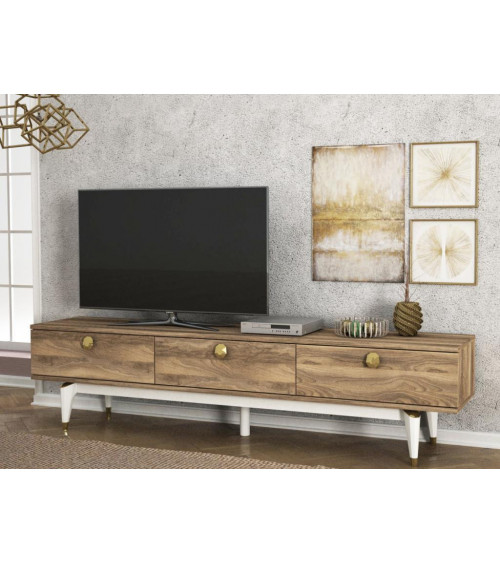 Mueble TV ROSSO blanco y nogal 180 cm