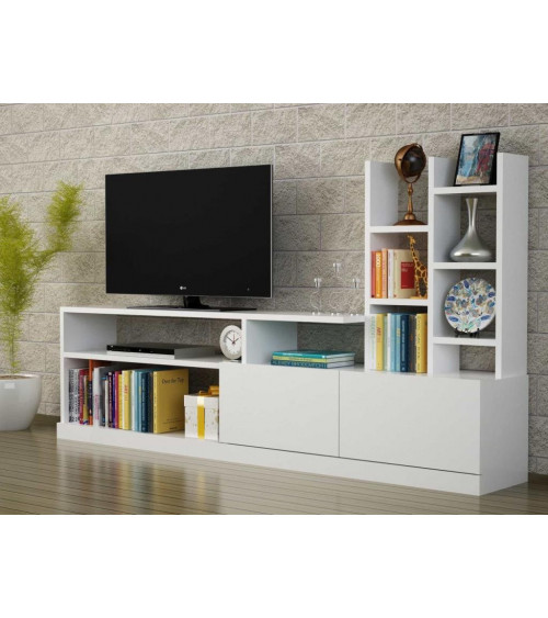 Ensemble meuble TV DOLUNAY blanc 165 cm