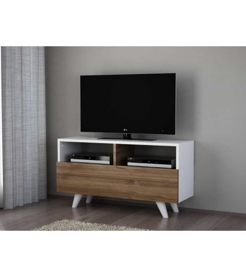 Meuble TV NOVELLA K3 blanc noyer 90 cm