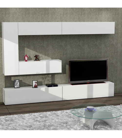 Conjunto mueble TV EGE blanco nogal 140 cm