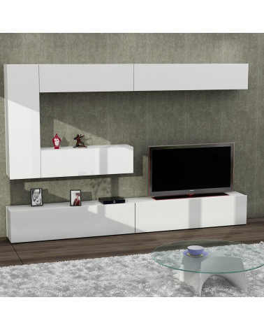 Conjunto mueble TV EGE blanco nogal 140 cm