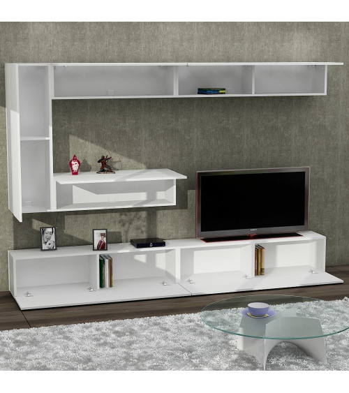 Conjunto mueble TV EGE blanco nogal 140 cm