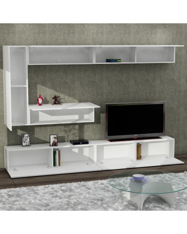 Conjunto mueble TV EGE blanco nogal 140 cm