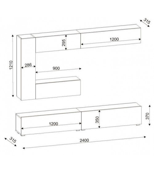 Conjunto mueble TV EGE blanco nogal 140 cm