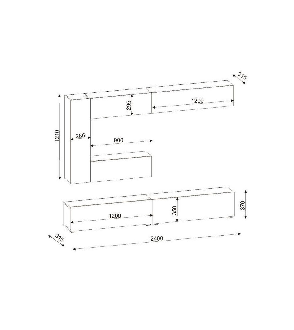 Conjunto mueble TV EGE blanco nogal 140 cm
