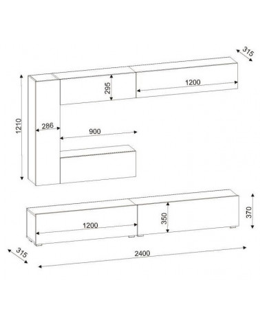 Conjunto mueble TV EGE blanco nogal 140 cm