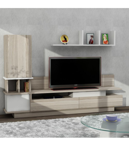 Conjunto mueble TV GIZMO blanco 240 cm