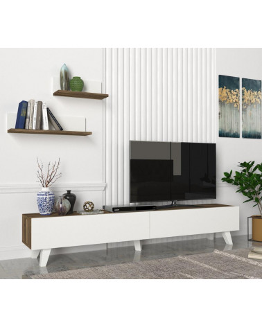 Ensemble meuble TV AMERIKA blanc noyer 180 cm