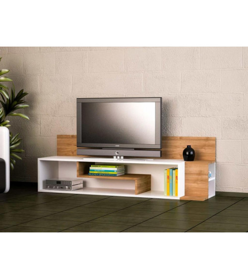 Mueble TV NOVELLA K3 blanco y nogal 90 cm