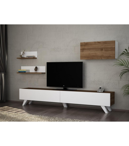 Conjunto mueble TV ISABEL blanco y cordoba 120 cm