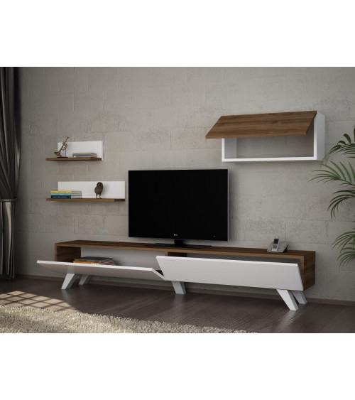Conjunto mueble TV ISABEL blanco y cordoba 120 cm