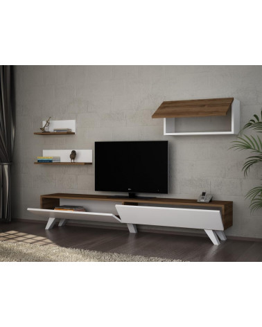 Conjunto mueble TV ISABEL blanco y cordoba 120 cm