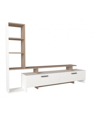 Conjunto mueble TV con librería MINEL blanco y cordoba 149 cm