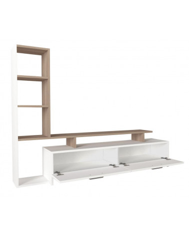 Conjunto mueble TV con librería MINEL blanco y cordoba 149 cm