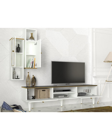 Ensemble meuble TV RAVENNA blanc marbre 180 cm
