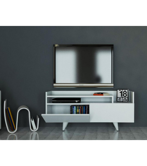 Meuble TV TROYA blanc 120 cm