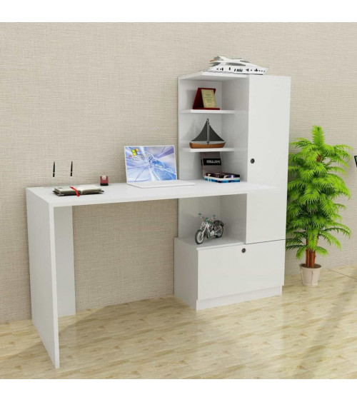 Ensemble bureau et bibliothèque MERINOS blanc