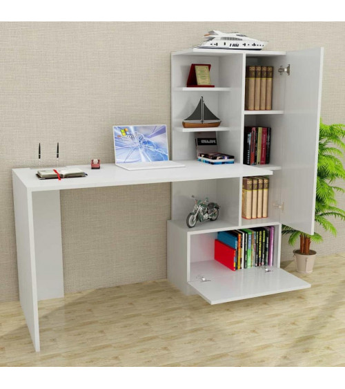 Ensemble bureau et bibliothèque MERINOS blanc