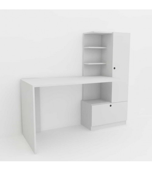 Ensemble bureau et bibliothèque MERINOS blanc
