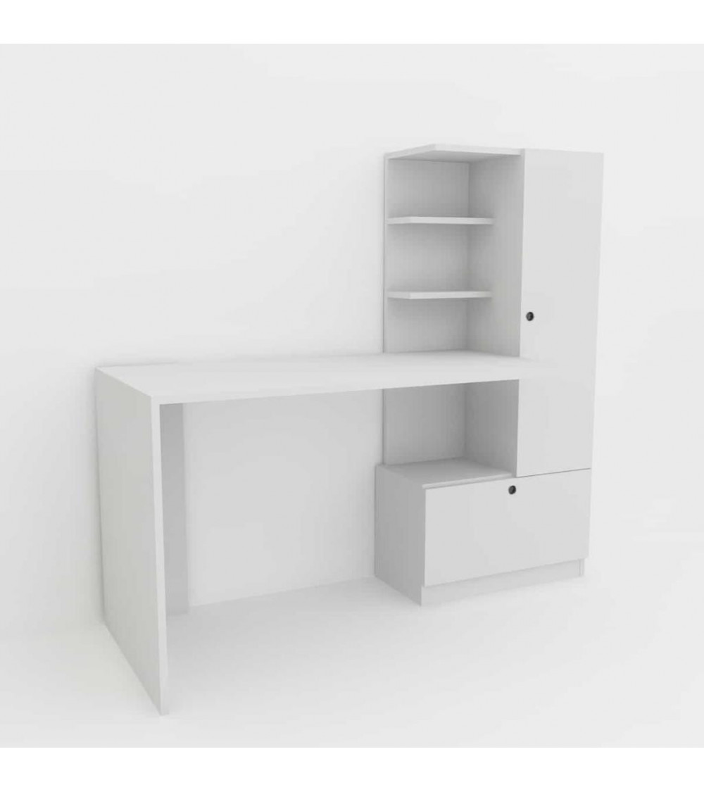 Ensemble bureau et bibliothèque MERINOS blanc