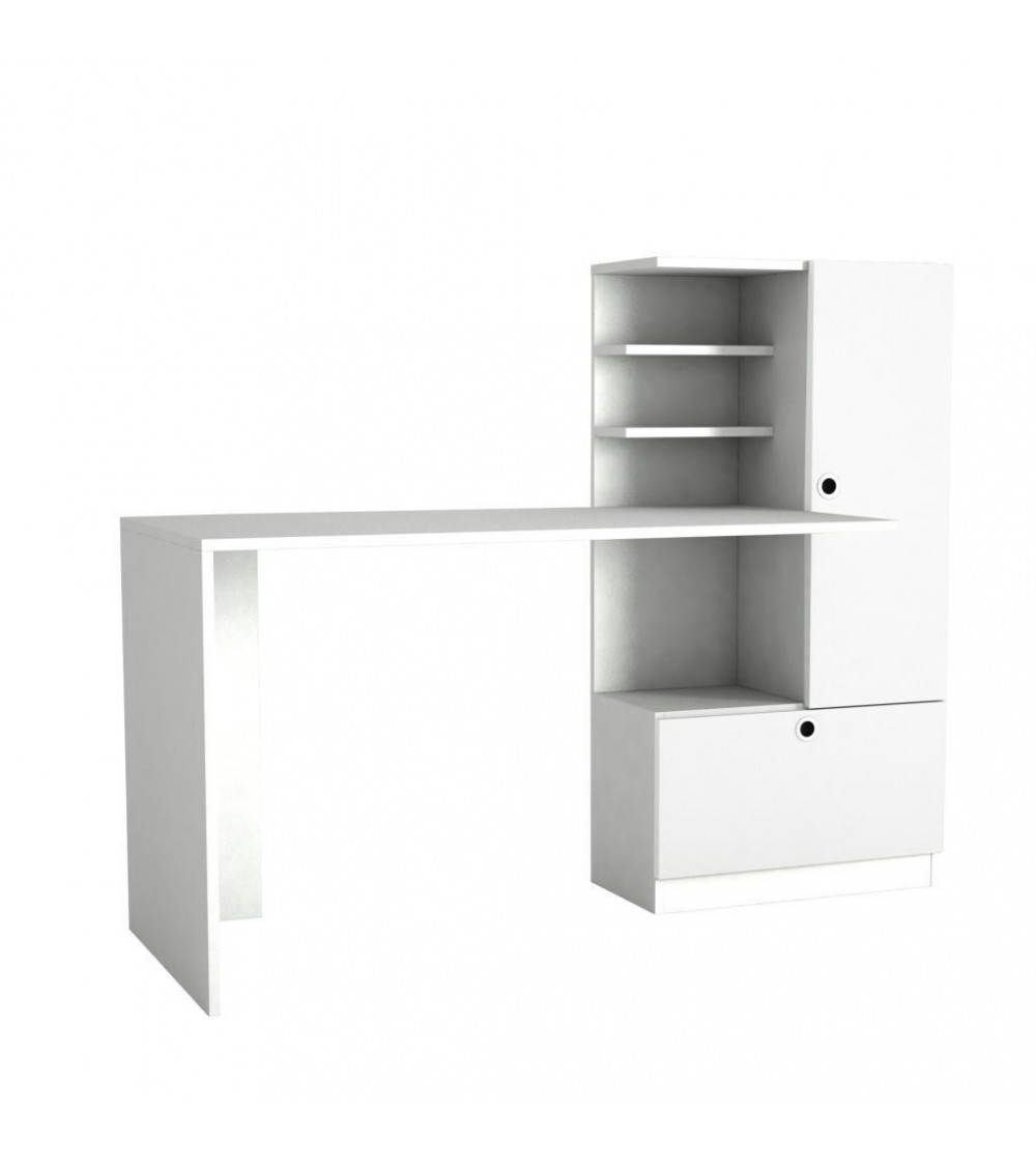 Ensemble bureau et bibliothèque MERINOS blanc