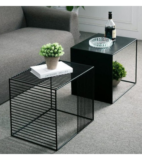 Table basse double en métal noir