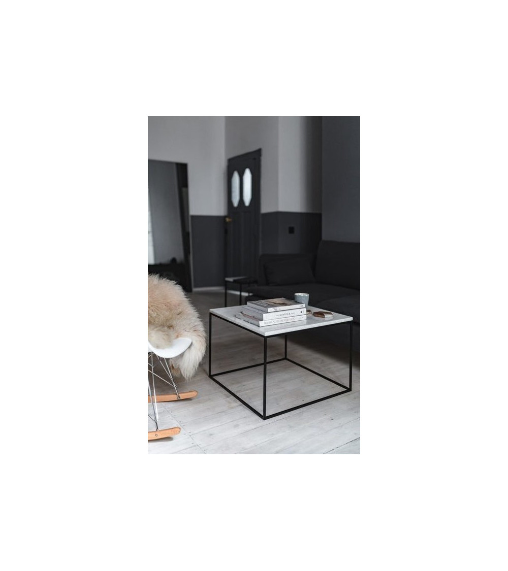 Table basse carrée en marbre blanc