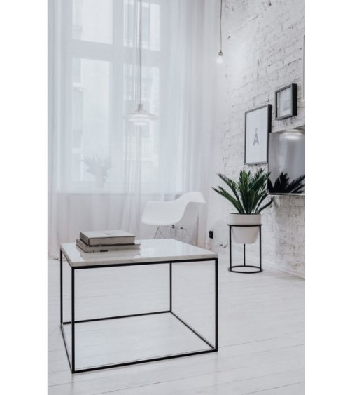 Table basse carrée en marbre blanc